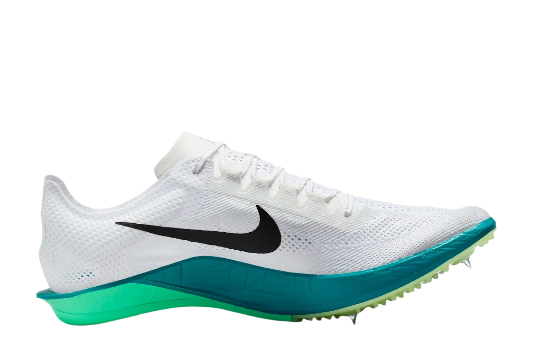 Nike ZoomX Dragonfly 2 Running Shoes - Men's & Women's Lightweight Track Spikes (D Width) White/Black/Bright Spruce - Perfect for Sprinting, Racing & Competitive Track Events