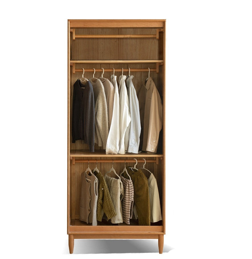 Solid Oak and Cherry Wood Wardrobe - Elegant and Durable Closet for Bedroom, Living Room, or Walk-In Closet Storage