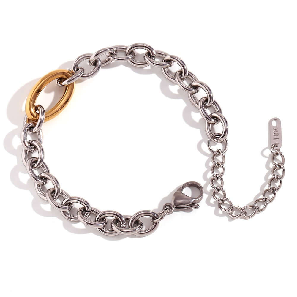 Edgy Chunky Two Tone Paperclip Chain Bracelet for Women - Gold & Silver Fashion Jewelry B0384 | Trendy Layering Bracelet for Casual & Party Outfits