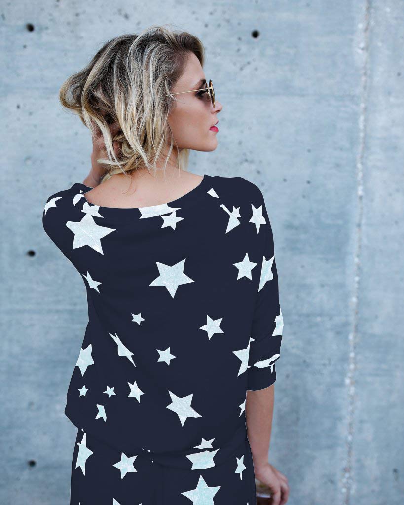 2-Piece Women's Casual Tracksuit Set - Long Sleeve Star Print Sweatshirt & Jogger Pants Outfit | Comfortable Lounge Wear for Home, Gym & Street Fashion