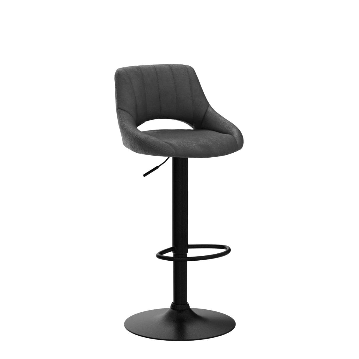 **Zouron Adjustable Swivel Bar Stools Set of 4 - Vintage Faux Suede Upholstered Counter Height Bar Chairs with Back - Perfect for Kitchen Island, Breakfast Nook & Home Bar - Black**