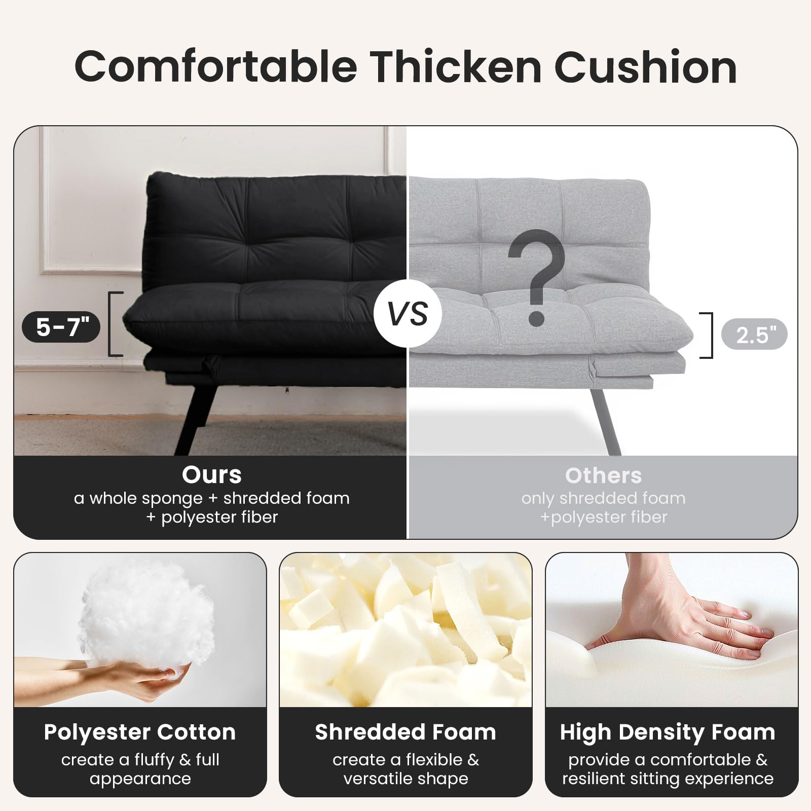 Velvet Convertible Futon Sofa Bed - 71