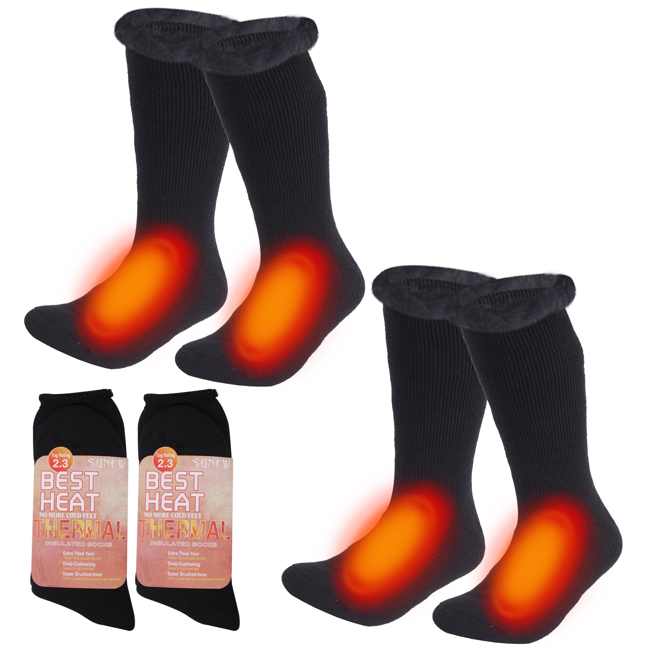 Sunew Thermal Socks for Women & Men - Winter Warm Insulated Thick Crew Socks - Perfect for Cold Weather, Hiking, Skiing & Indoor Comfort
