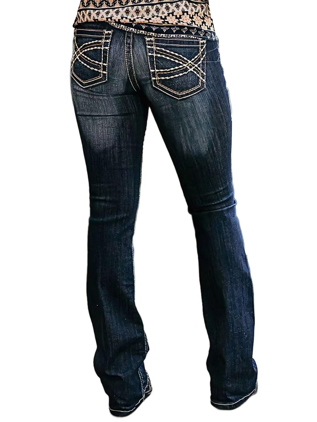 Flamingals Women's Boot Cut Flare Jeans - Butt Lifting & Tummy Control High Waisted Denim Pants for Casual Wear & Night Out