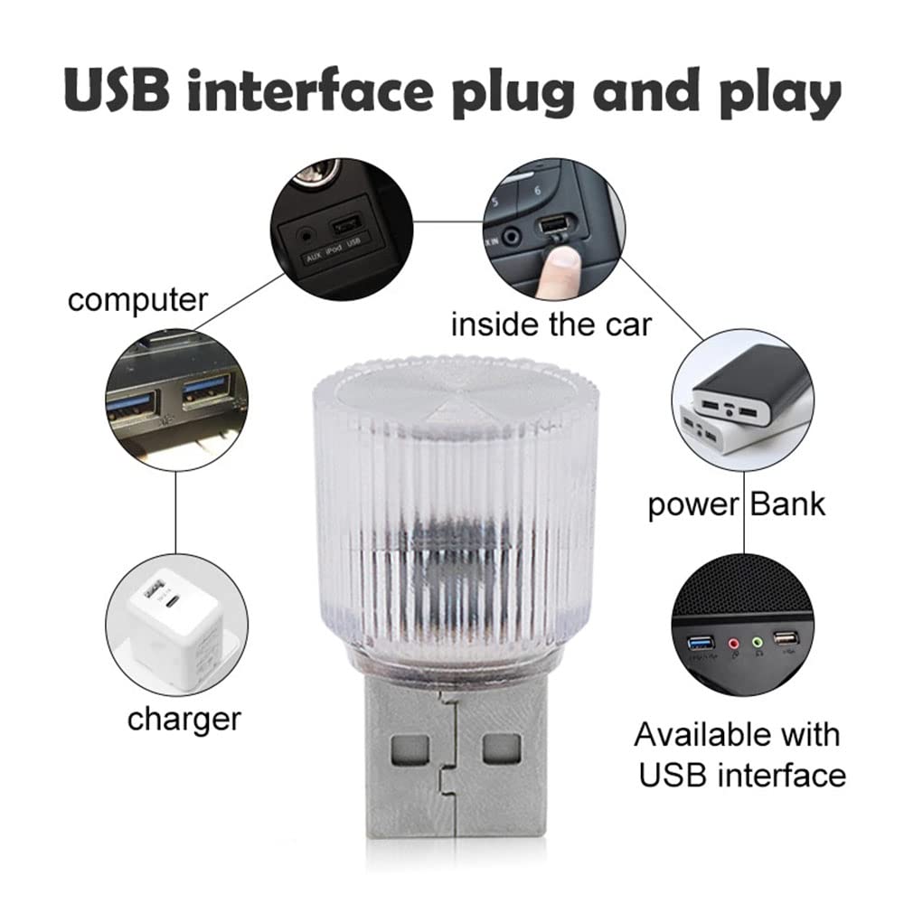 YSY 4Pcs Mini USB LED Lights - 5V Car Interior Ambient Lighting & Smart USB Atmosphere Lamp for Laptop, Keyboard, Home Office Decoration - Ice Blue Night Light (Perfect for Gaming Setups, Bedside Reading & Mood Lighting)