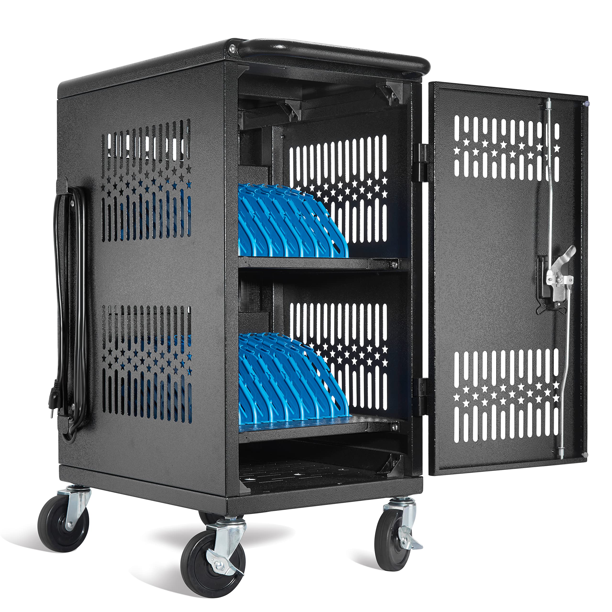 Heavy-Duty 20 Bay Pre-Assembled Laptop Charging Cart for Classroom - Secure Storage & Charging Station for Chromebooks, Laptops & Tablets - Ideal for Schools, Libraries & Computer Labs