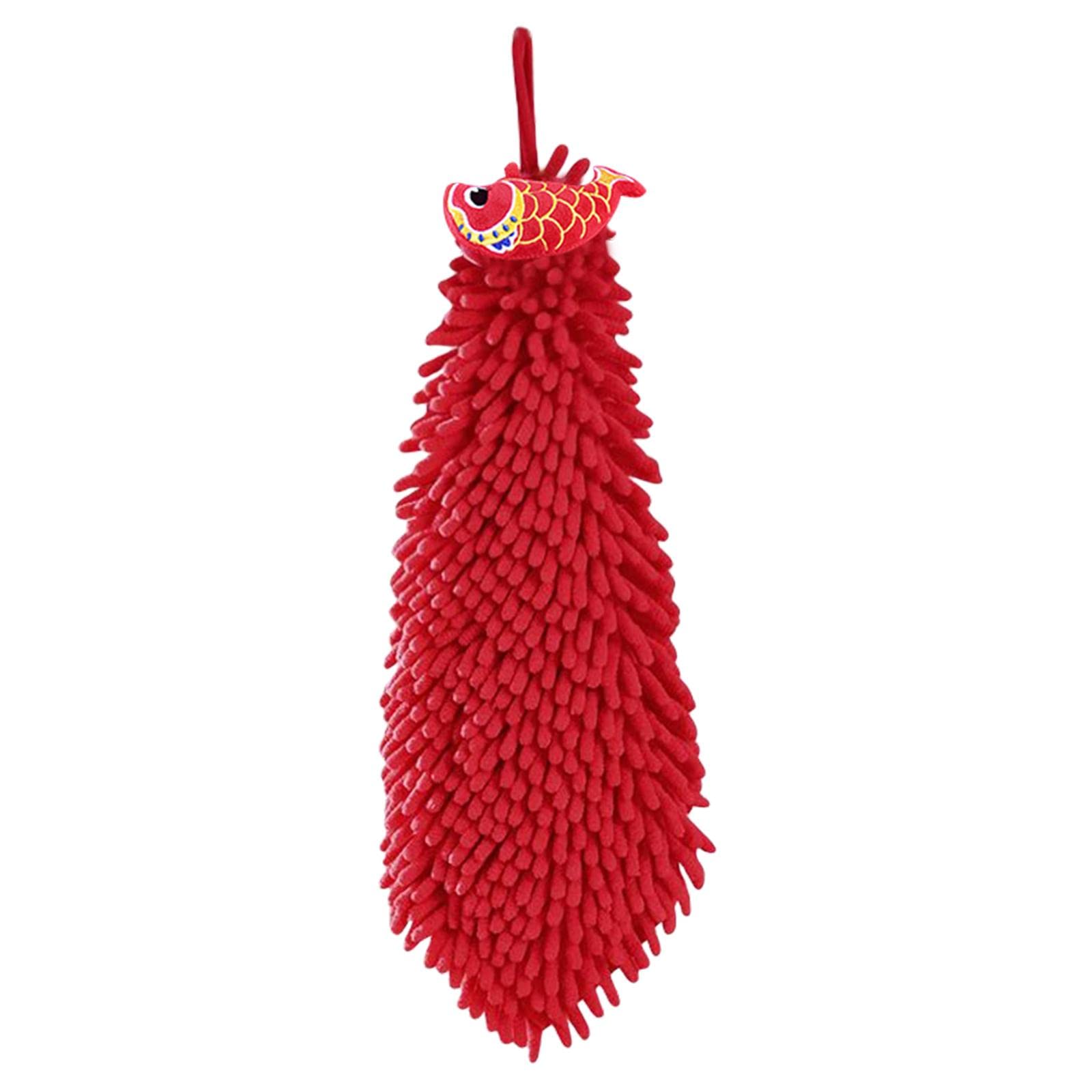 Baoblaze Chenille Soft Hanging Hand Towels | Super Absorbent Thick Kitchen & Bathroom Towels | Microfiber Cleaning Cloths | Skin-Friendly & Quick-Drying for Household Use - Perfect for Dishes, Countertops, and Gentle Skin Care (Fish Pattern)