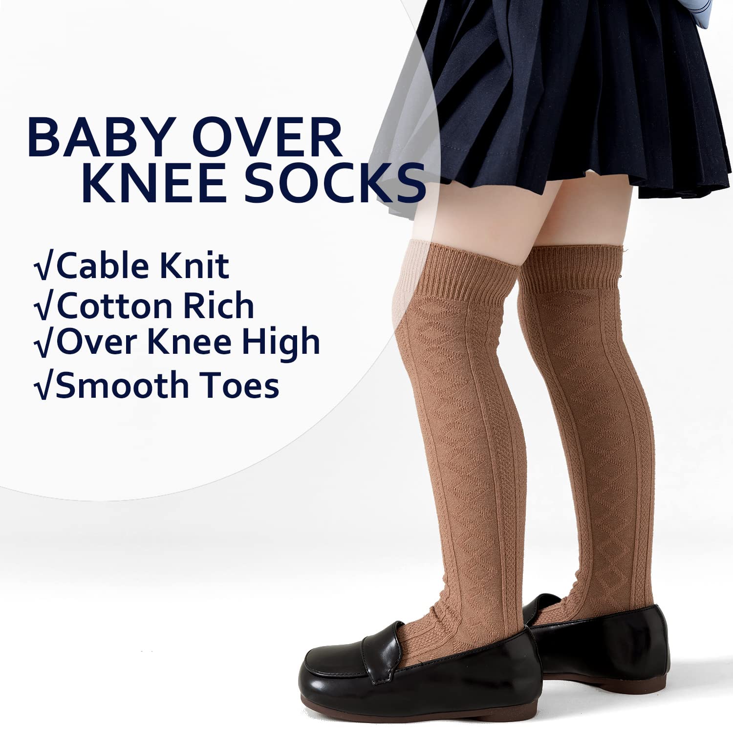 EPEIUS Baby Girls & Boys Knee High Socks - 3/5 Pack Uniform Tube Socks with Ruffles for Infants & Toddlers - Perfect for School, Dance, Dress Up & Special Occasions