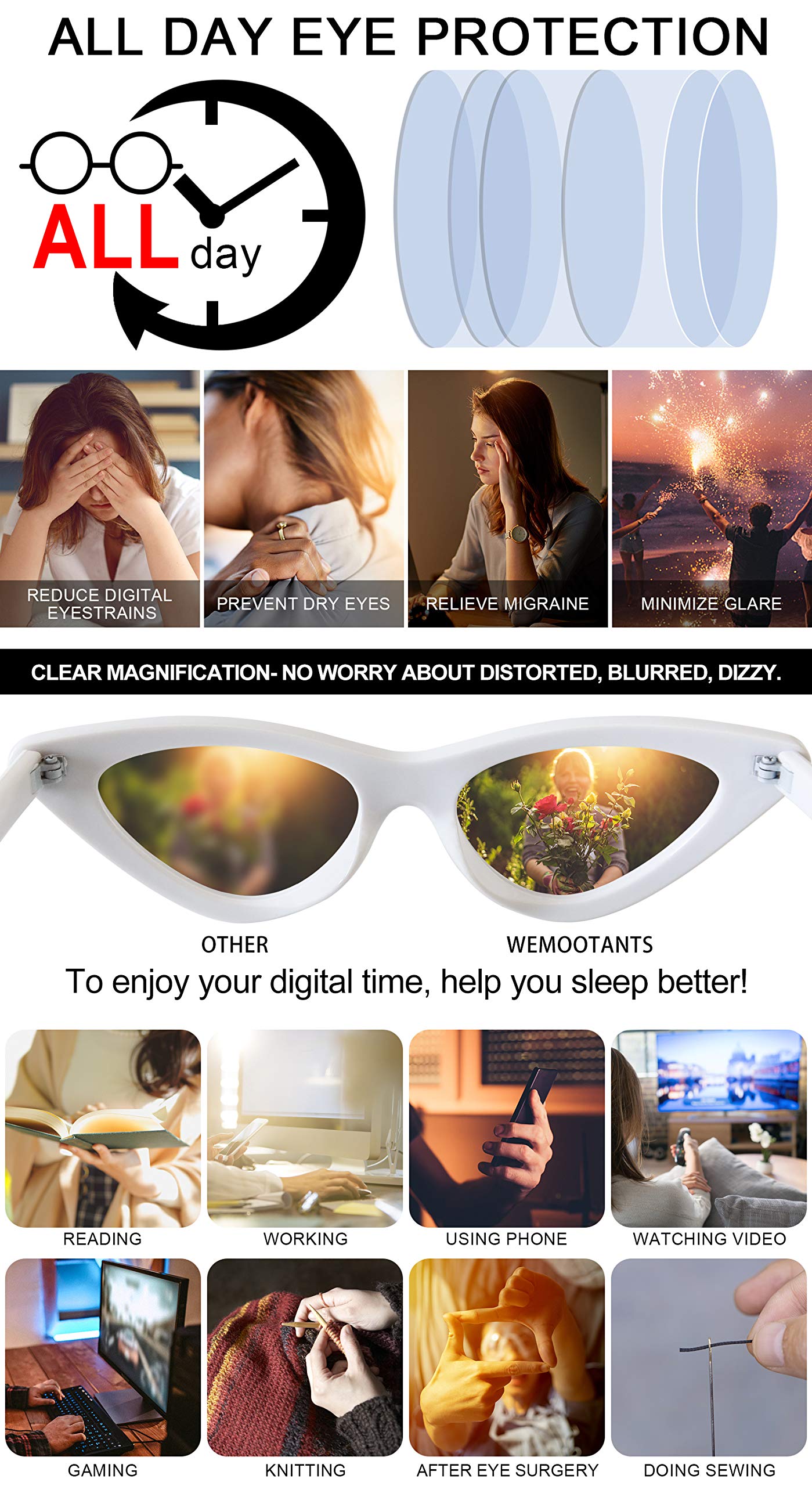 Stylish Blue Light Blocking Reading Glasses for Women - Retro Cat Eye Frame Design - Perfect for Computer Work, Reading & Fashion Accessories