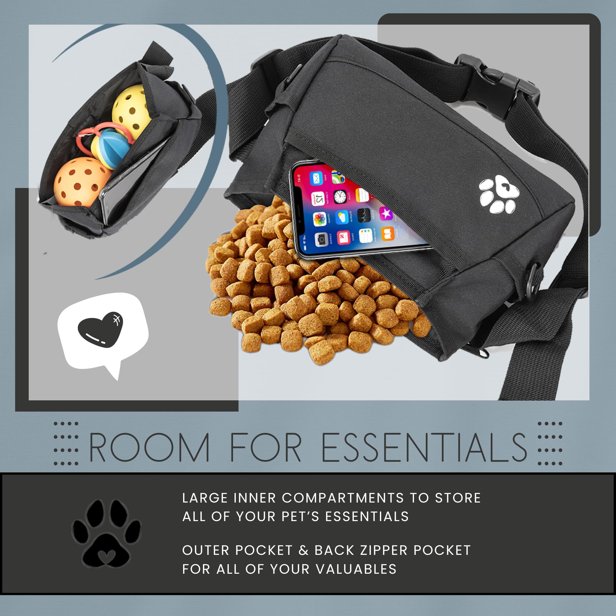 Premium B&B Farmhouse Dog Treat Pouches - Customizable Pet Training Treat Bag for Dog Walking & Obedience Training - Fanny Pack with Belt Clip for Hands-Free Use - Perfect for Dog Parks, Hiking & Outdoor Adventures