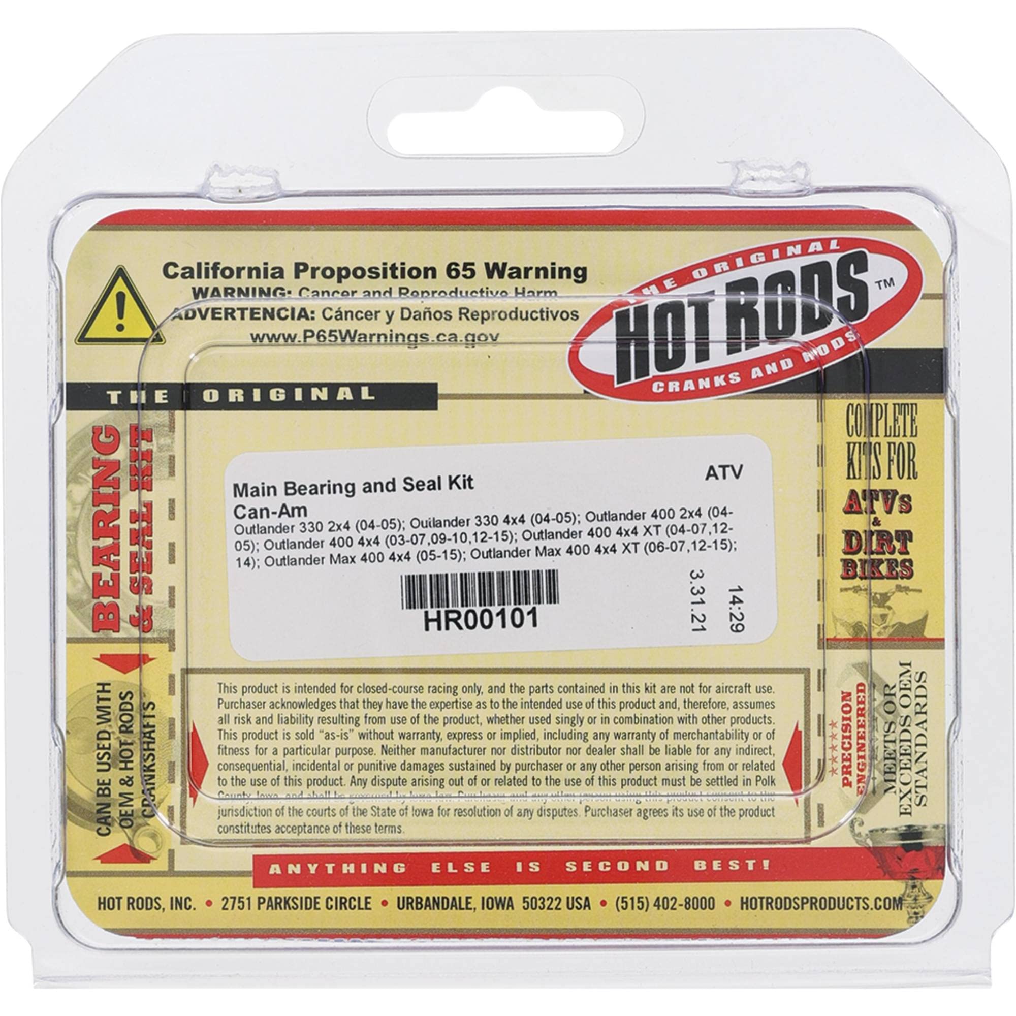 HOT RODS HR00101 Main Bearing & Seal Kit - High Performance Engine Rebuild Kit for Dirt Bikes, ATVs & Motorcycles - Perfect for Racing & Off-Road Use