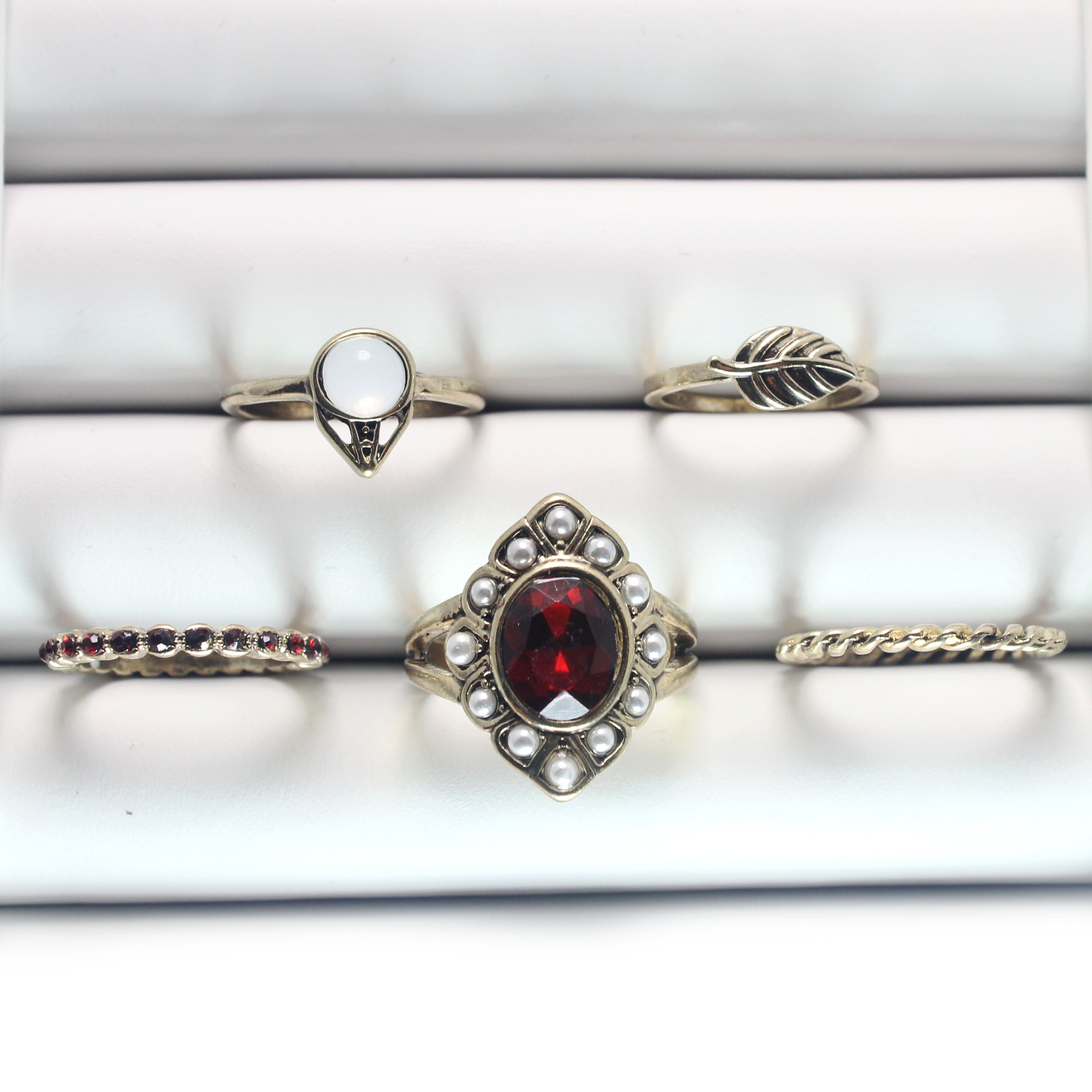 5-Piece Stackable Ring Set for Women - Trendy 10K Gold Plated Minimalist Rings - Perfect for Layering, Gift Giving & Everyday Wear