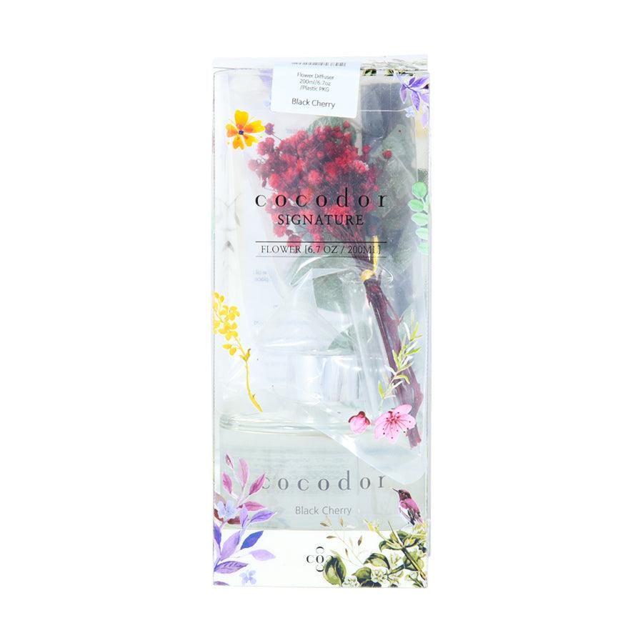 COCOD'OR Black Cherry Scented Flower Diffuser (200mL) - Aromatherapy Home Decor for Living Room, Bedroom & Office