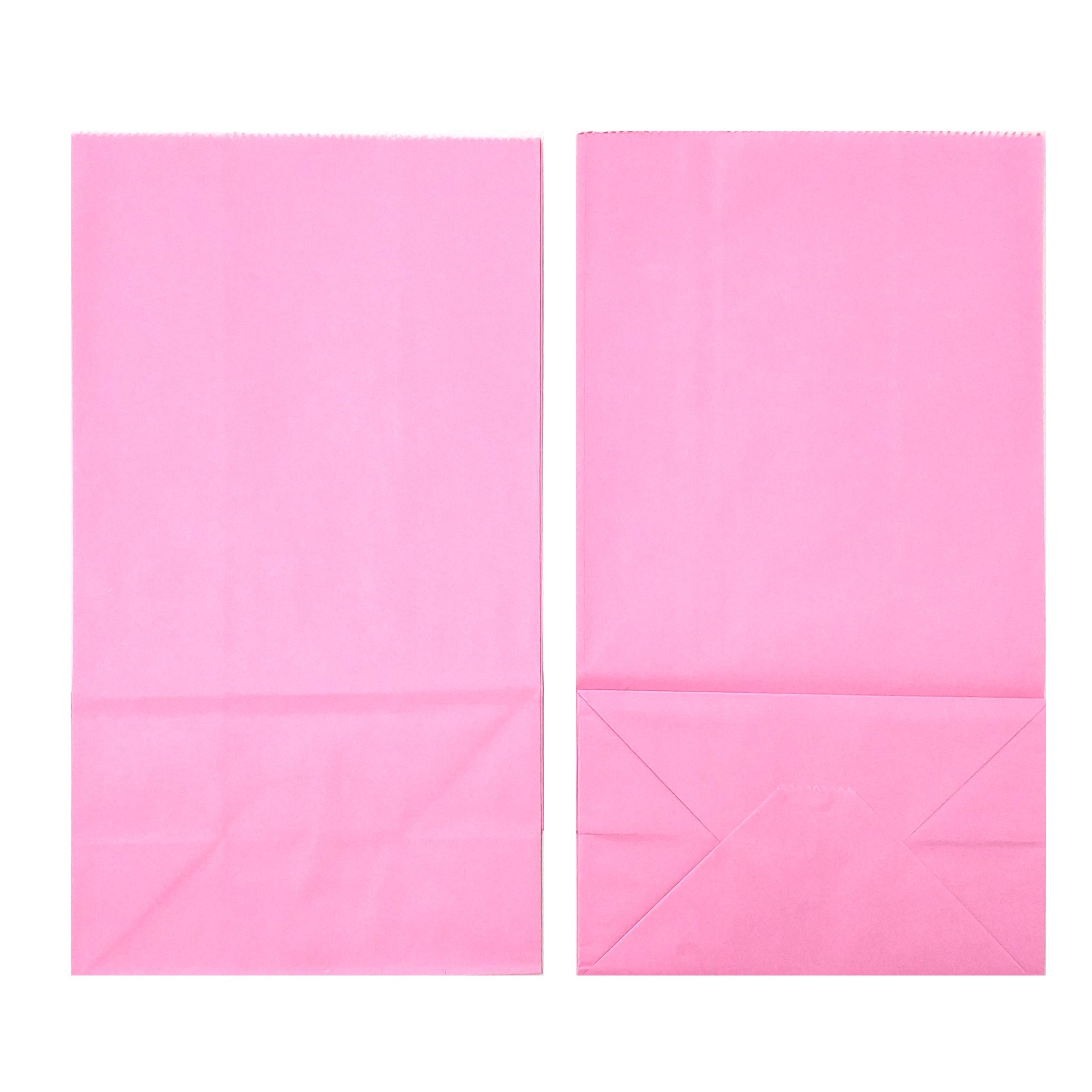KEYYOOMY 100-Pack Small Pink Paper Bags - 4.7x2.4x8.7 Inch Party Favor Bags for Birthday, Baby Shower & Wedding Favors - Eco-Friendly Lunch Bags for Candy, Gifts & Treats