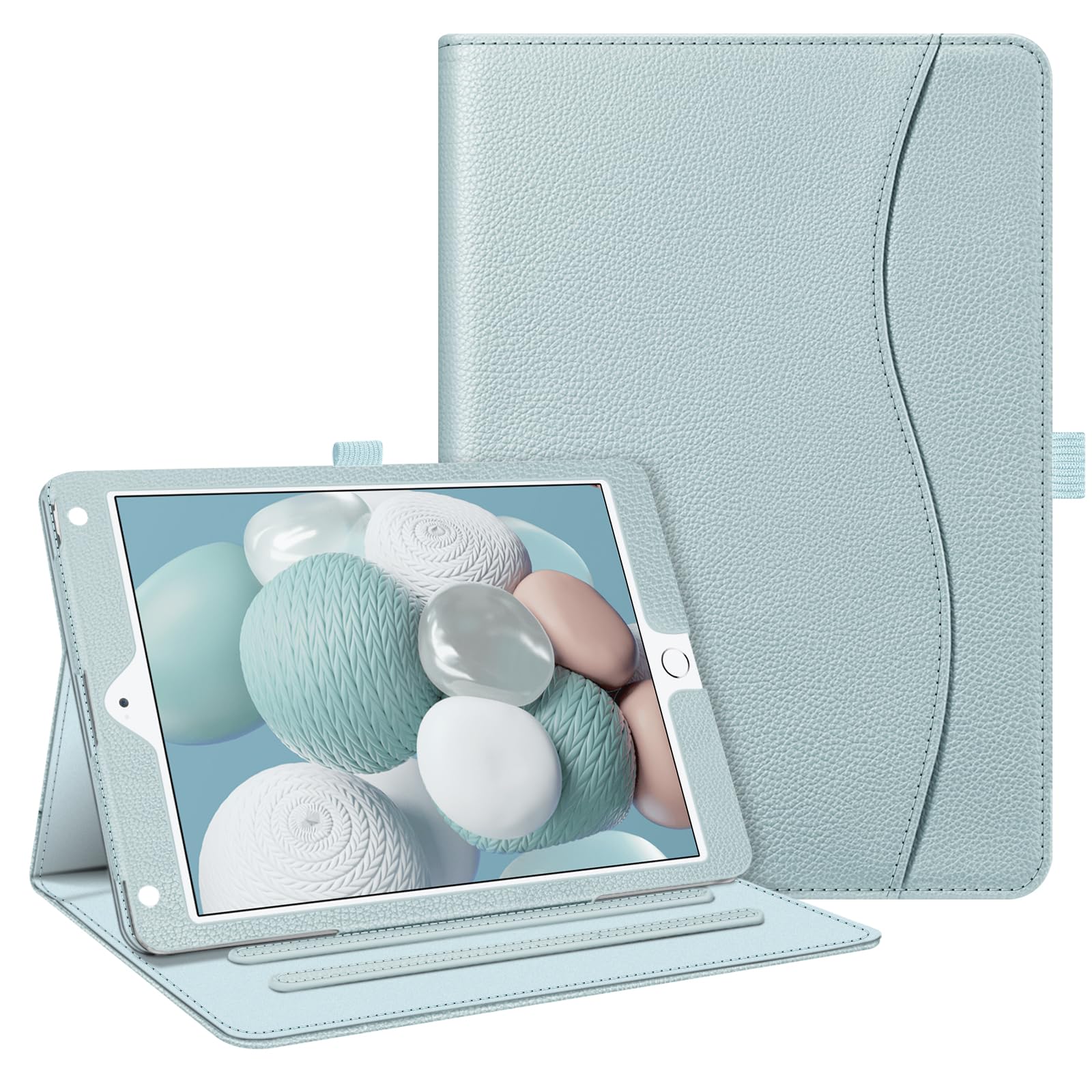 Fintie Protective Case for iPad 6th/5th Gen (2018/2017 Model) & iPad Air 2/Air 1 (9.7 Inch) - Shockproof Corner Protection, Multi-Angle Stand with Storage Pocket, Ice Blue - Perfect for Work, School & Travel
