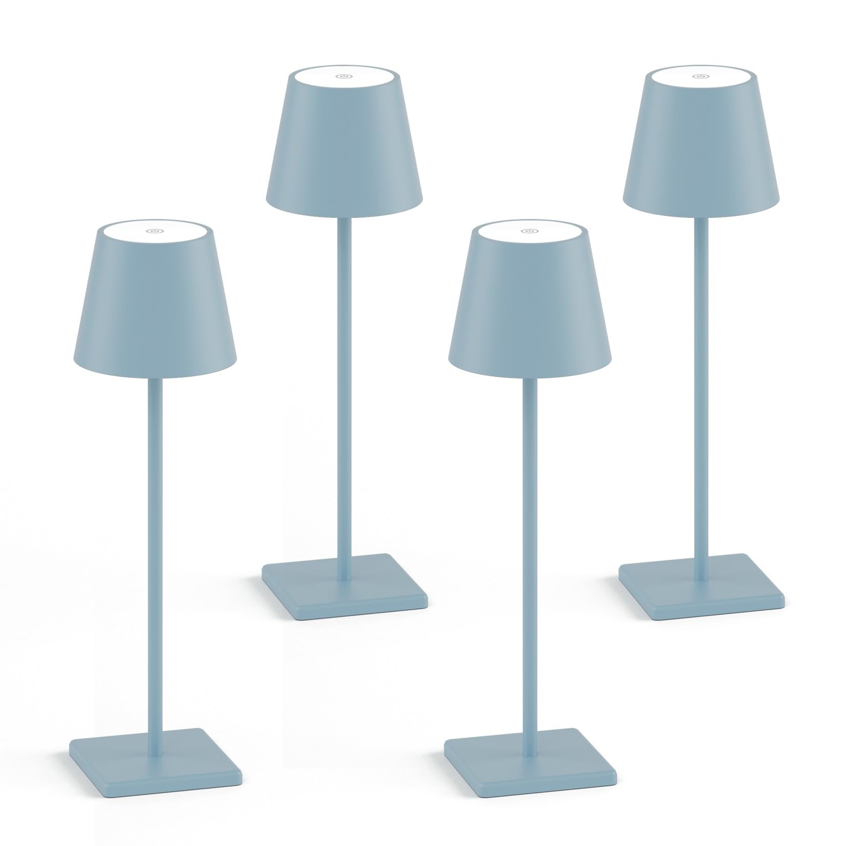 4 Pack Rechargeable LED Table Lamps - 6000mAh Battery, Waterproof Cordless Desk Lamp with Stepless Dimming - Perfect for Camping, Bedroom, Restaurant & Outdoor Use (Blue)