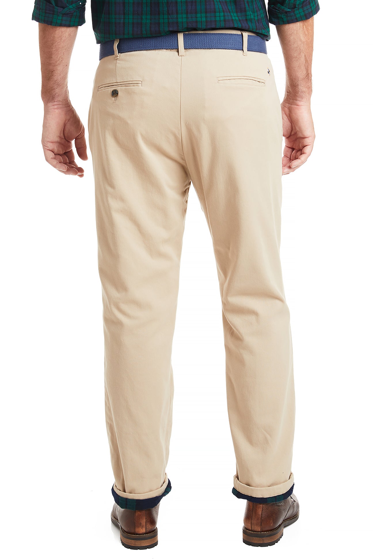 Flannel Lined Khaki Harbor Pants with Blackwatch Tartan - Warm Work Pants for Men, Durable Outdoor Winter Trousers - Perfect for Construction, Hiking and Cold Weather Activities