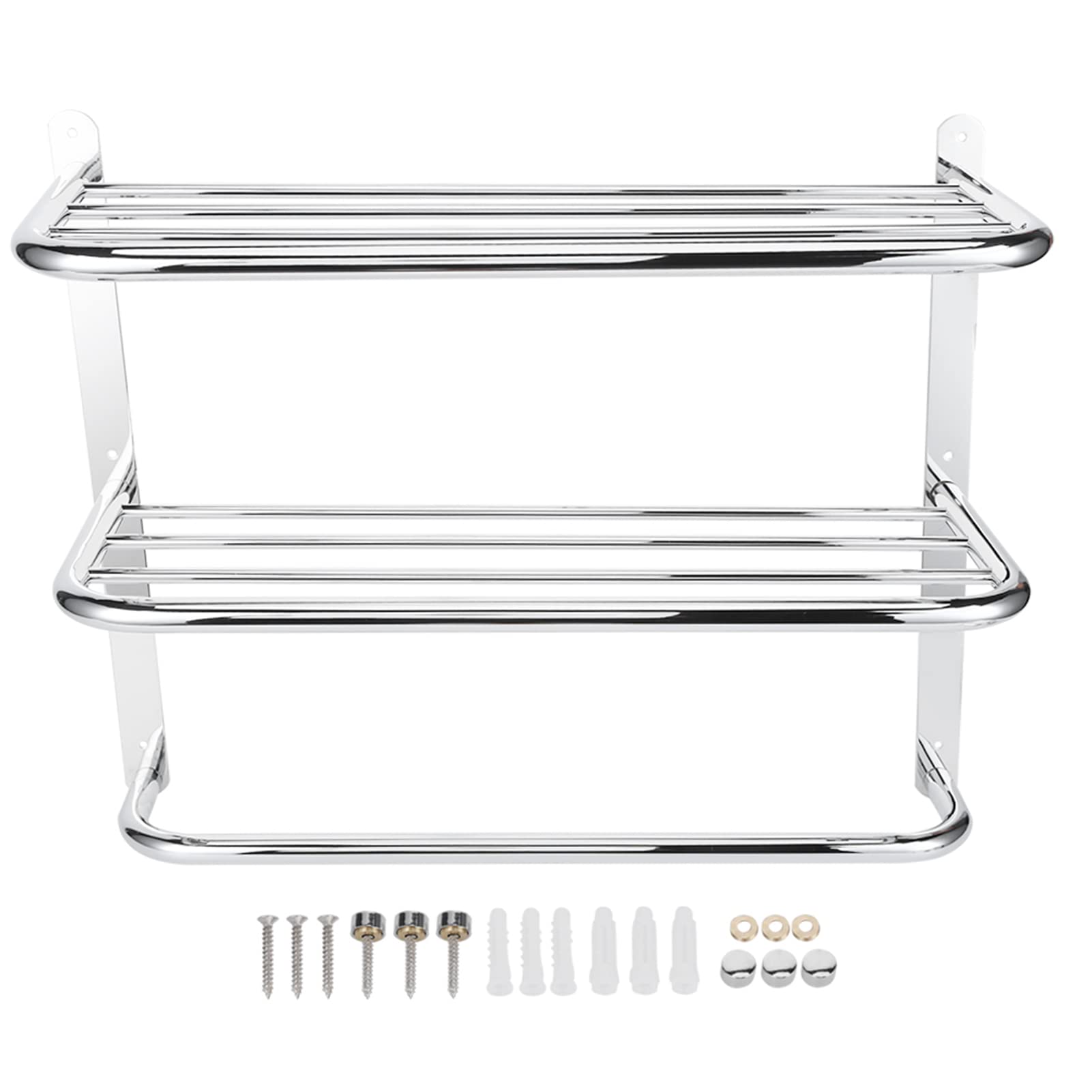3-Tier Wall Mounted Bathroom Shelf - Multifunctional Storage Organizer with Towel Bars for Bathroom, Kitchen & Living Room - Perfect for Towels, Toiletries & Home Decor Organization