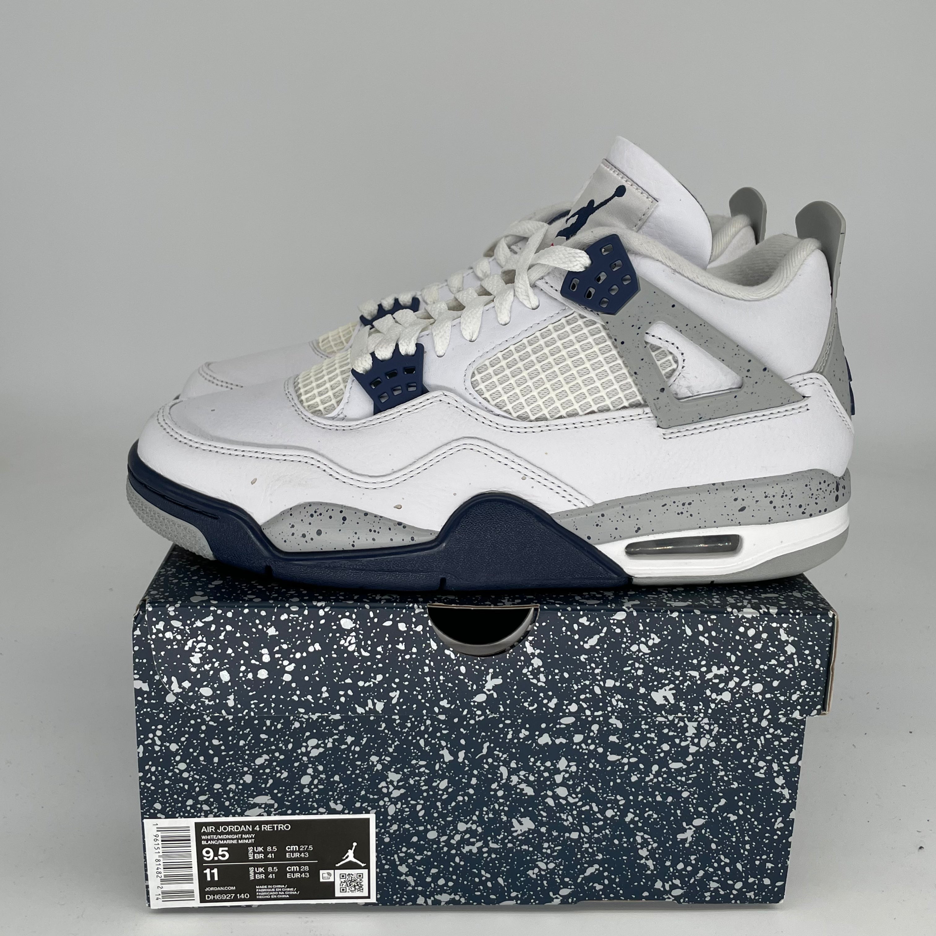 Air Jordan 4 Retro 'Midnight Navy' Men's Basketball Shoes Size 9.5 - DH6927-140 | Authentic Sneakers for Casual Wear, Street Style & Sneaker Collectors