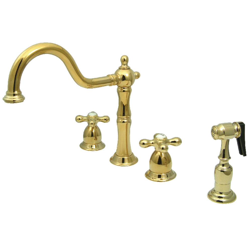 Kingston Brass KB1793AXBS Widespread Kitchen Faucet - High Arc Pull-Down Sprayer, Oil Rubbed Bronze Finish, 3-Hole Installation - Perfect for Modern Kitchens & Farmhouse Sinks