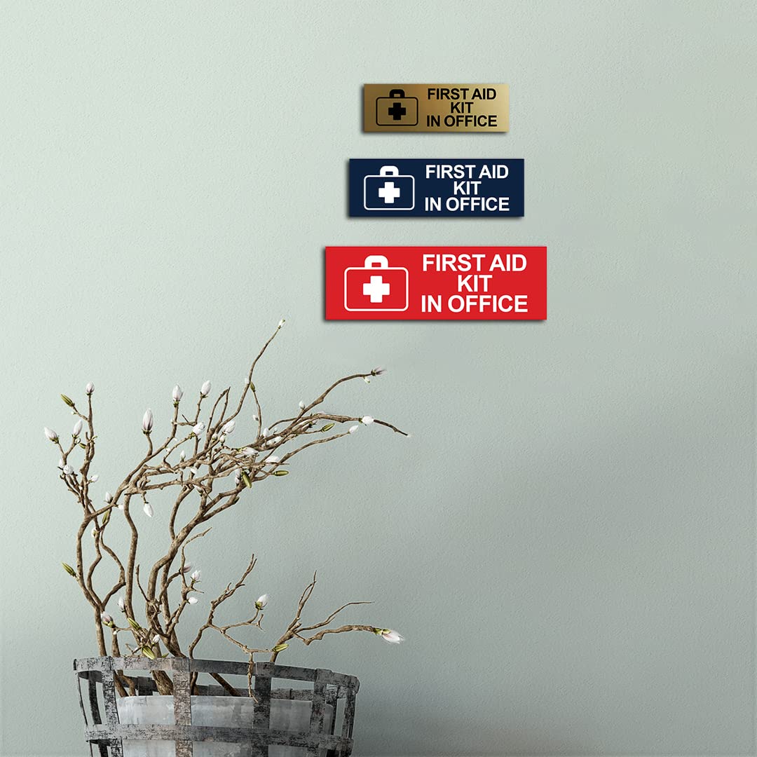 Small Black Basic First Aid Kit Sign for Office Safety - Emergency Preparedness & Workplace Compliance