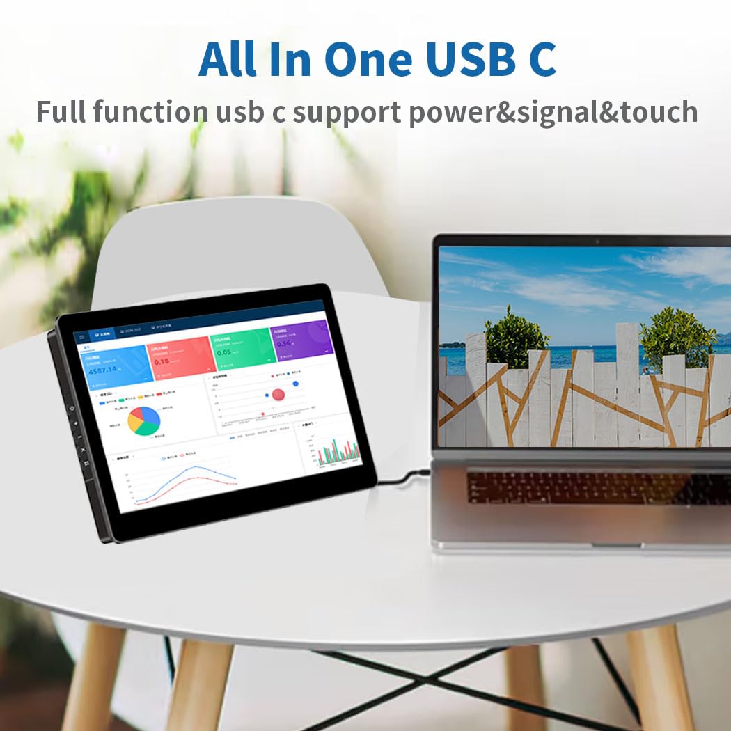 8.9 Inch Touch Screen Monitor with Stand - Full HD 1920x1200 Resolution, 16:10 Aspect Ratio, 450 Nits Brightness, Optical Bonding Technology, HDMI & USB-C Ports - Compact Display for Mini PC, Laptop, Mac Mini - Perfect for Office Work, Gaming & Digital Signage