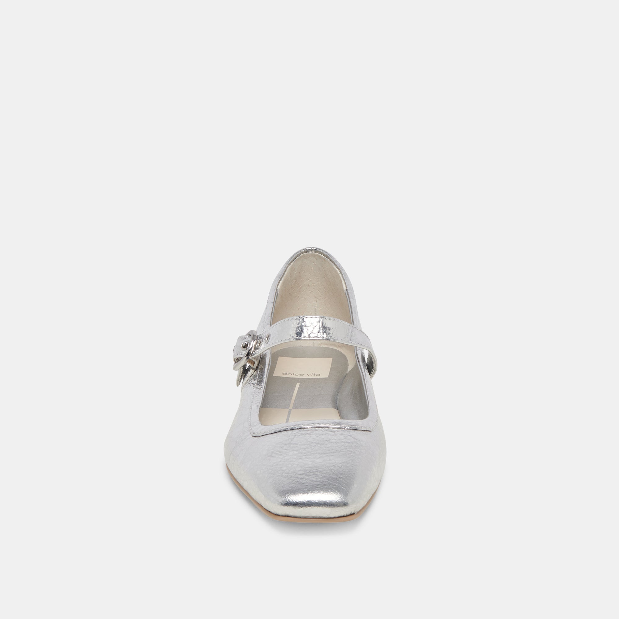 RODNI Women's Silver Distressed Leather Ballet Flats - Comfortable Slip-On Shoes for Work, Casual Wear & Travel