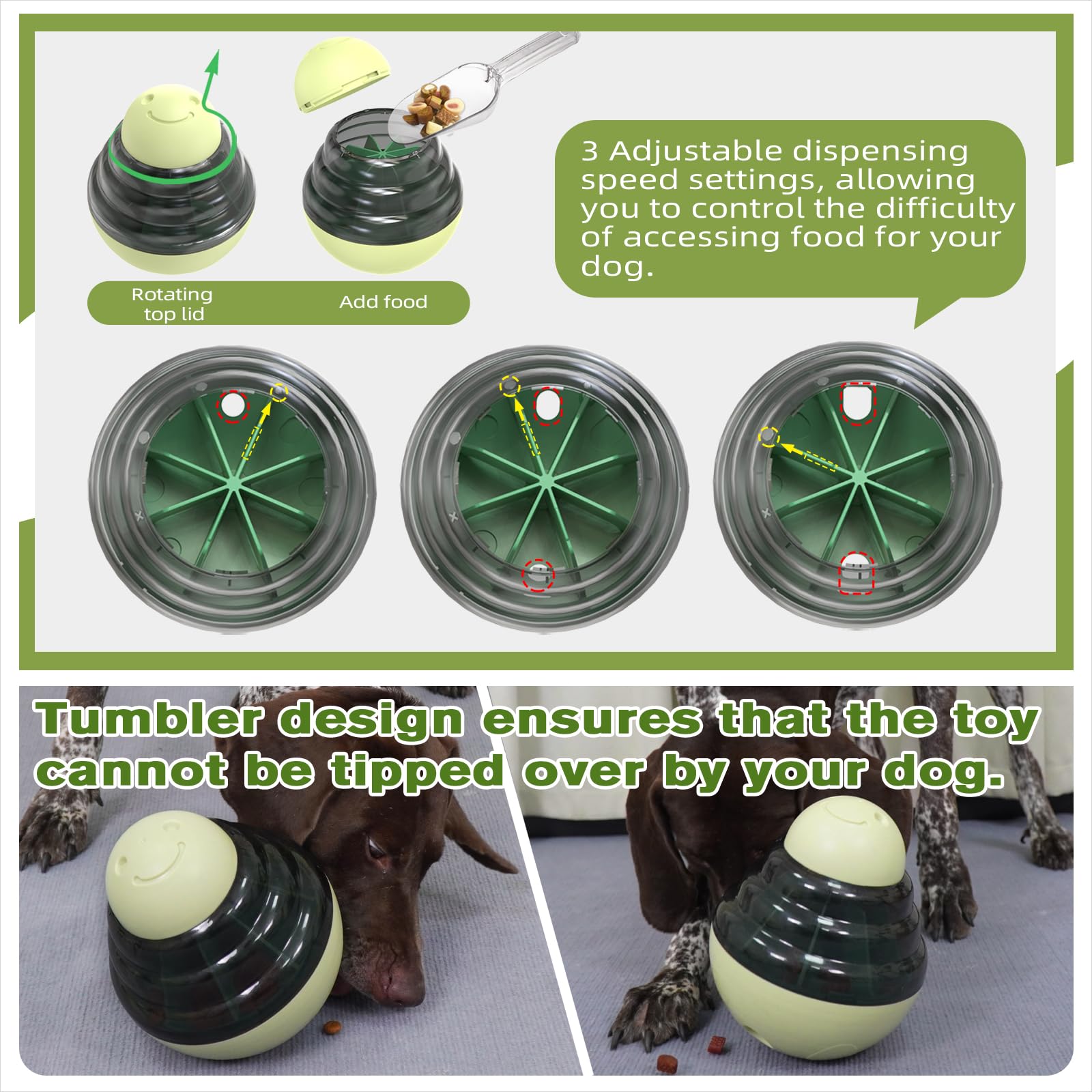 KADTC Dog Wobble Treat Tower Puzzle Toy - Slow Feeder & Food Dispenser for Large/Extra Large Dogs, Aggressive Chewers - Mental Stimulation & Boredom Relief - Perfect for Training, Mealtime Enrichment, and Keeping Dogs Busy Indoors