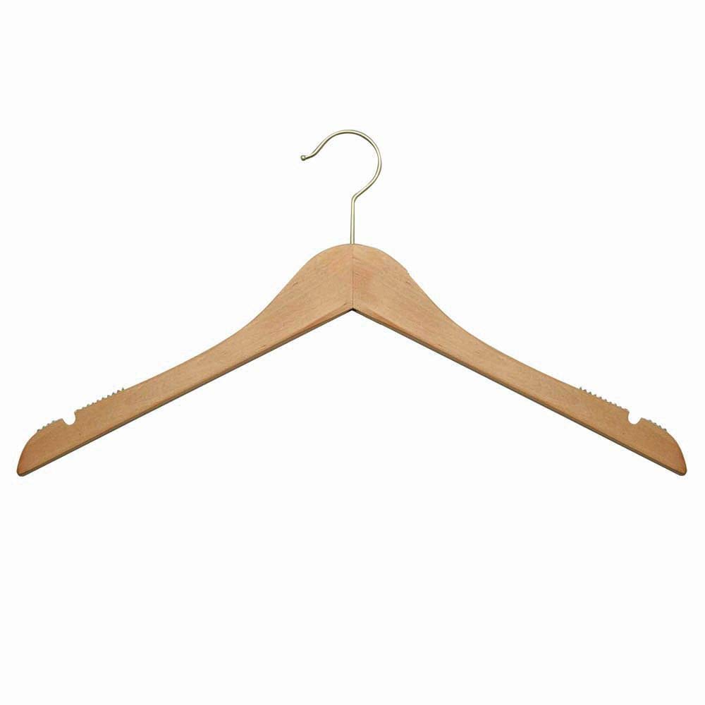 17 Inch Natural Wood Clothes Hangers - Pack of 100 | Heavy Duty Wooden Coat Hangers for Closet Organization & Retail Display