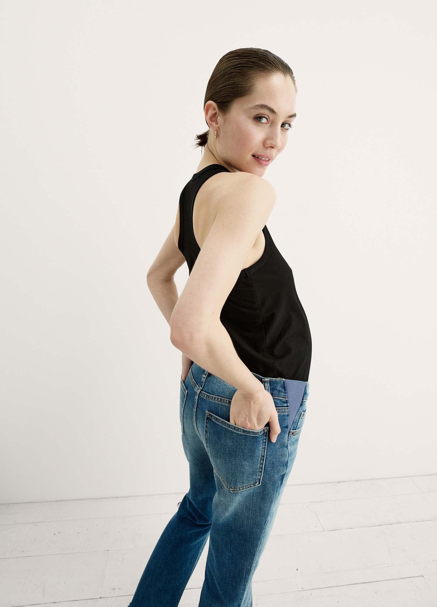 Best Stretchy Maternity Jeans for Pregnant Women - High Waist Comfortable Denim Pants for Everyday Wear - Perfect for Work, Casual Outfits & Pregnancy Photos