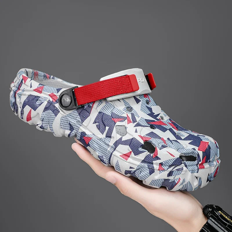 **Men's Comfortable EVA Slides - Lightweight Garden Slippers, Flat Sandals for Summer | Size 46-47 | Breathable Hole Design for Home, Outdoor & Beach Wear**