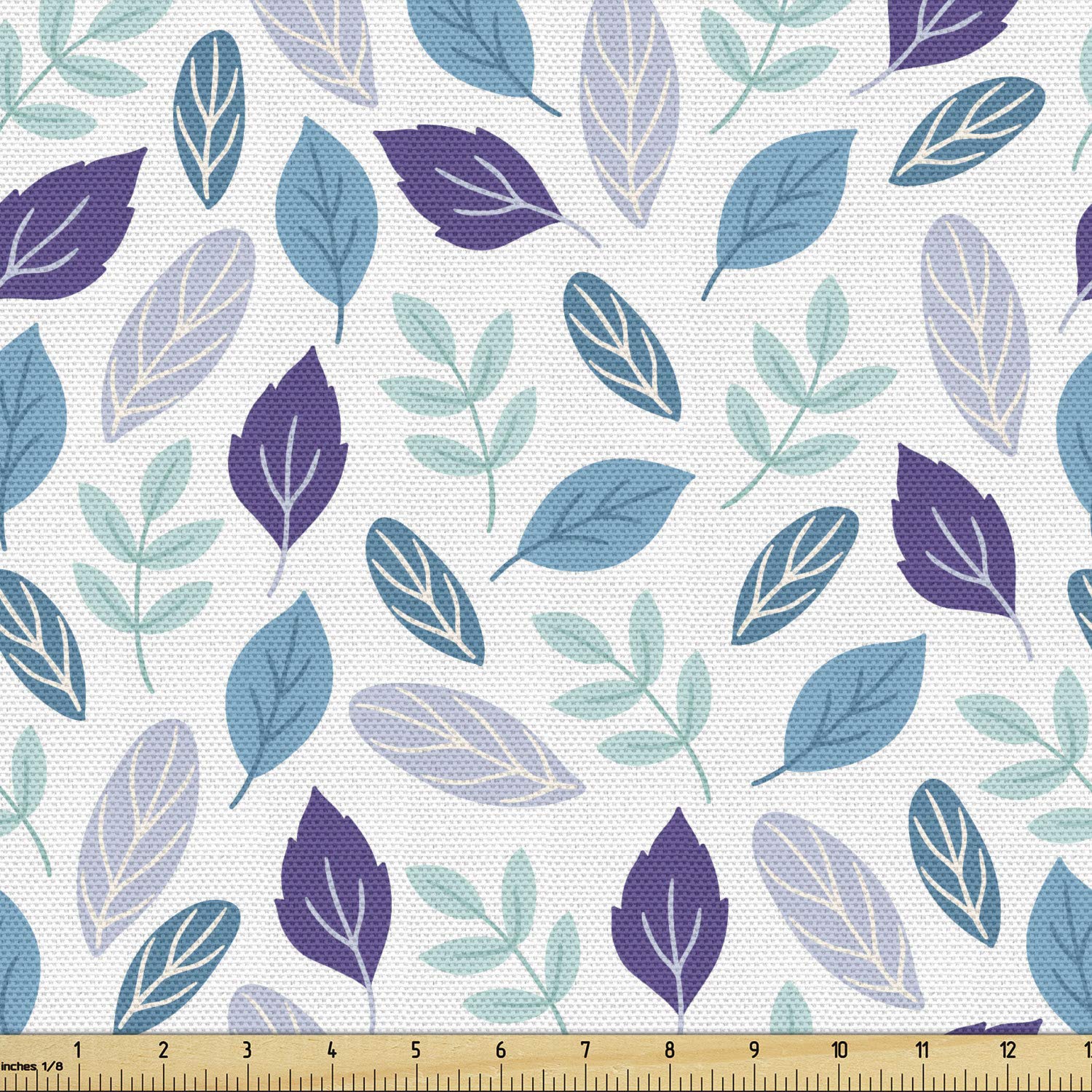 Ambesonne Violet Floral Fabric by The Yard - Botanical Garden Leaves Print Upholstery Material for Sofa, Curtains & Home Decor (1 Yard, White Multicolor) - Perfect for Spring & Autumn Themed DIY Projects