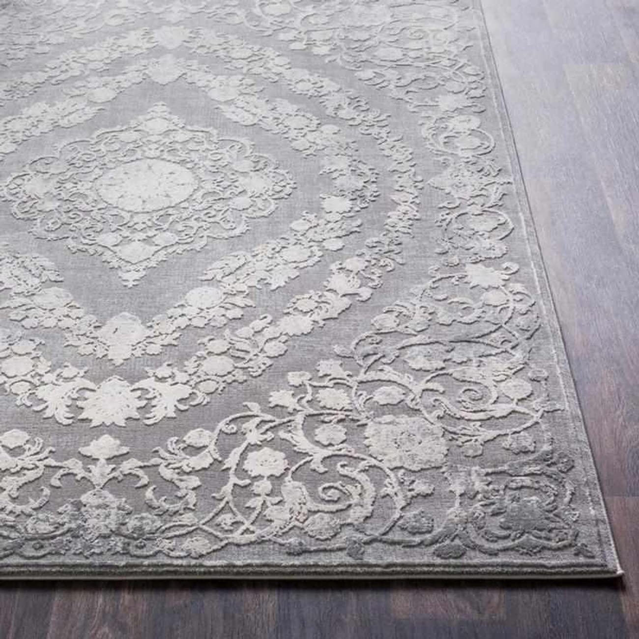 Mark&Day Nantes Traditional Gray Area Rug 9x12 - Soft Grey White Carpet for Living Room, Bedroom, Kitchen - Non-Slip Floor Mat for Home Decor (9' x 12'4