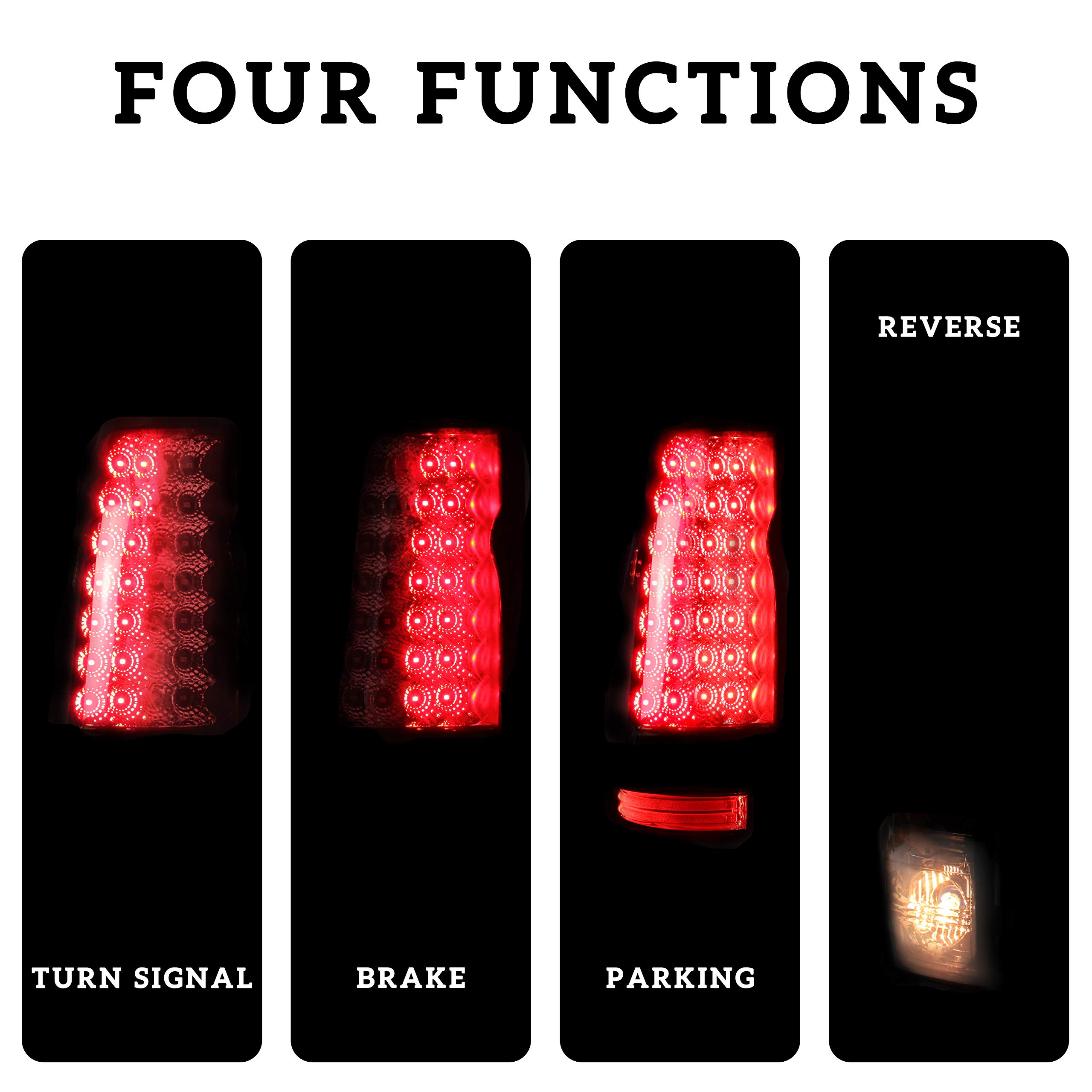 KEWISAUTO Smoked Black LED Tail Lights for Chevy Silverado 1500 2500 3500 & GMC Sierra 1500 2500 3500 (1999-2006) - Brake Rear Lamps, Durable Replacement Accessories - Perfect for Night Driving & Enhanced Vehicle Style