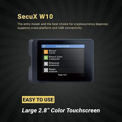 SecuX W10 Hardware Wallet - Secure Crypto Storage for Bitcoin & BIP39 Wallets | Best Cold Wallet Backup for Seed Phrases | Ideal for Long-Term Crypto Protection & Offline Transactions