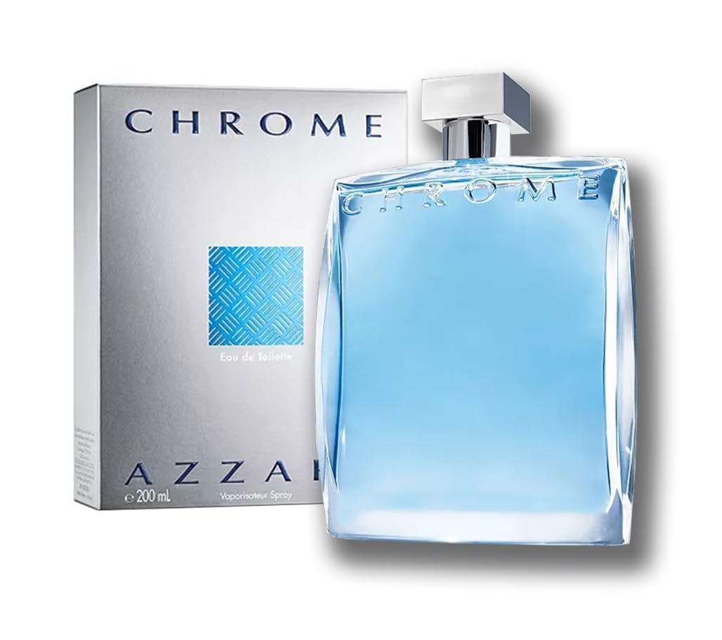 Azarro Chrome Cologne for Men - Eau De Toilette Spray 6.7 oz (200ml) | Fresh Citrus & Woody Fragrance | Long-Lasting Scent for Day & Night Wear | Perfect for Work, Date & Special Occasions