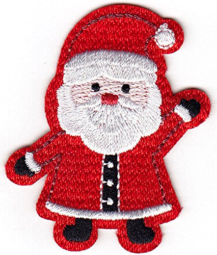 Santa Waving Iron On Embroidered Patch - Christmas Holiday St. Nicholas Applique - Perfect for Jackets, Hats, Bags & DIY Crafts