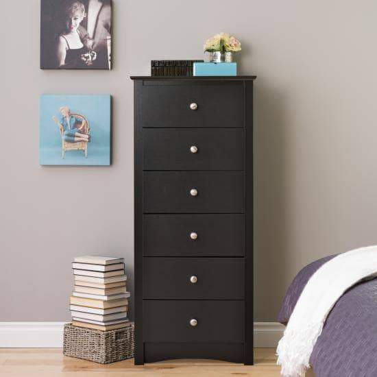 Sonoma Tall 6 Drawer Chest - Solid Wood Dresser with Smooth Gliding Drawers (Available in 4 Colors) - Perfect for Bedroom, Nursery, or Closet Organization