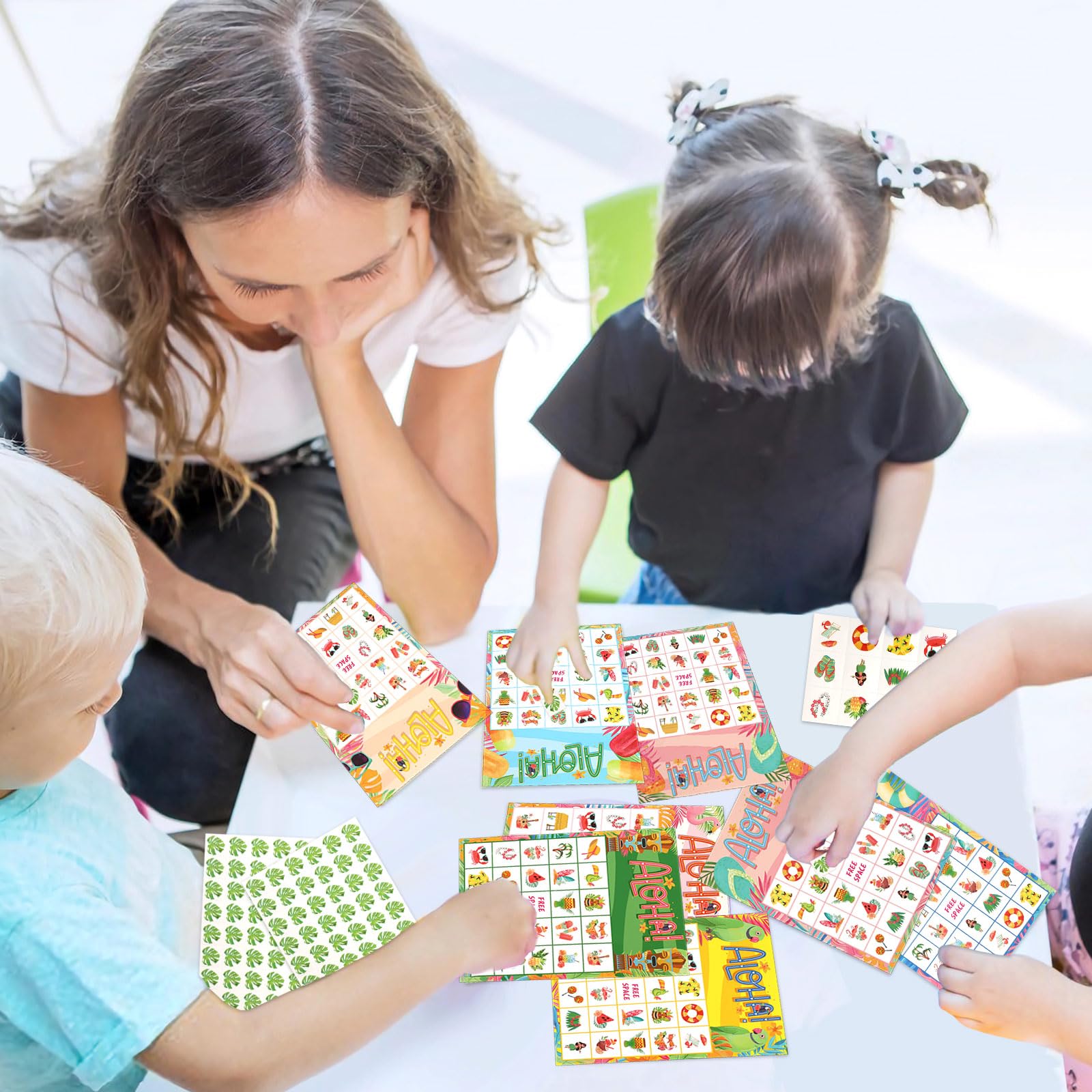 JULMELON Hawaiian Game Cards - 32 Players Tropical Summer Party Game Set for Beach Luau, Pool Party & Family Gatherings - Fun Outdoor & Indoor Activity Supplies