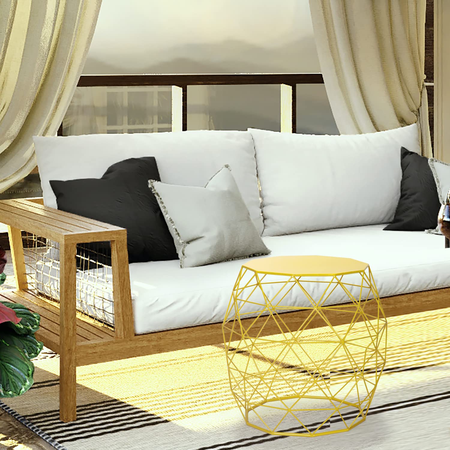 Furnistar 18 Inch Modern Accent End Table - Side Table, Nightstand or Plant Stand for Living Room, Bedroom, Patio & Garden - Indoor/Outdoor Use - Bright Yellow Home Decor