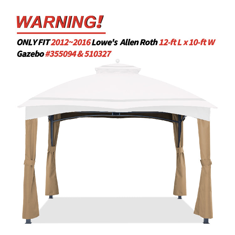 ABCCANOPY 10x12 Gazebo Replacement Accessories (GF 12S004B 1/GF 12S004BTO) - Durable Canopy Cover for Outdoor Patio, Garden, and Backyard Shelter