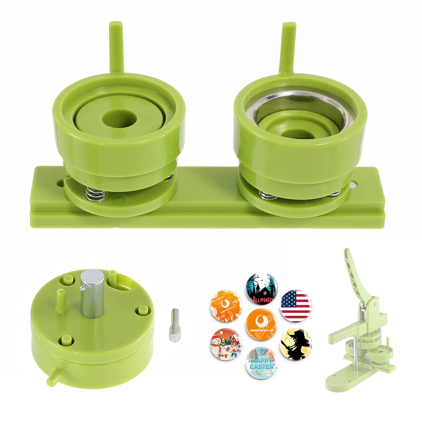 BEAMNOVA 44mm Button Maker Machine Kit - 1.73 Inch Round Pin Badge Press with Interchangeable Die Mold & Slide Rail Accessories for DIY Crafts, School Projects, and Custom Merchandise