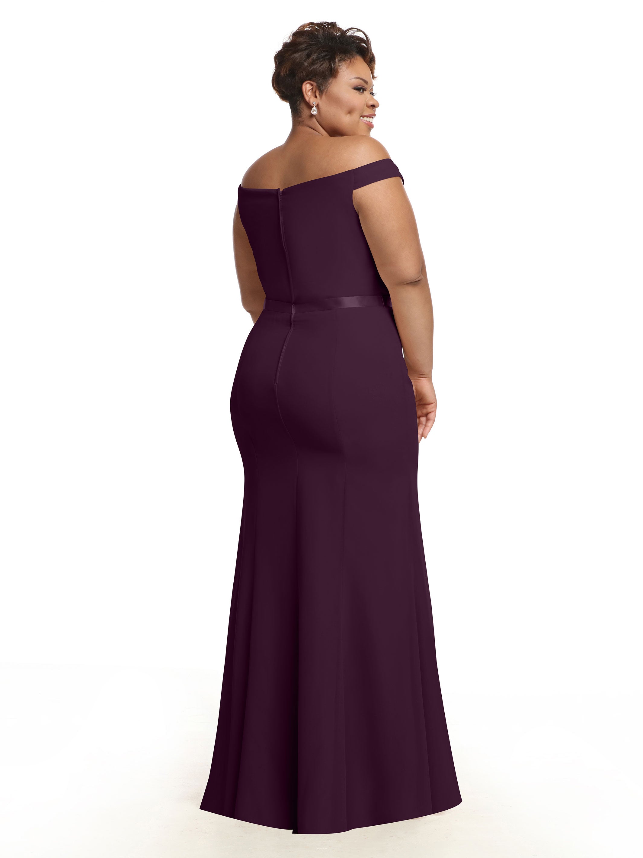 Elegant Off-The-Shoulder Chiffon Bridesmaid Dress with Ribbon Belt - A-Line Fit & Flare Design for Weddings, Parties & Special Occasions