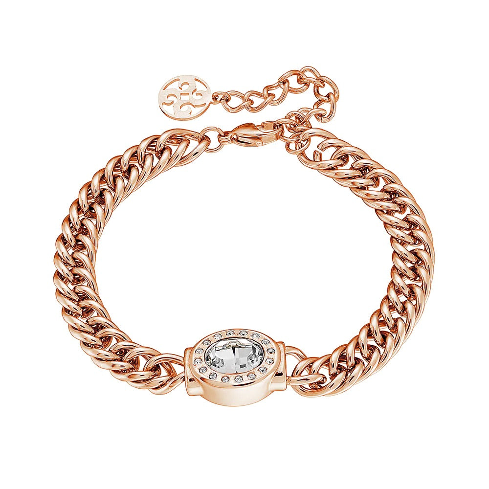 Luxury Rose Gold Bracelet with White Crystals for Women - Elegant Fashion Jewelry Gift for Birthday, Anniversary & Special Occasions