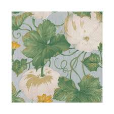 Caspari Premium Heirloom Pumpkins Grey and White Cotton Napkins - Elegant Fall Table Setting for Thanksgiving and Autumn Dinner Parties