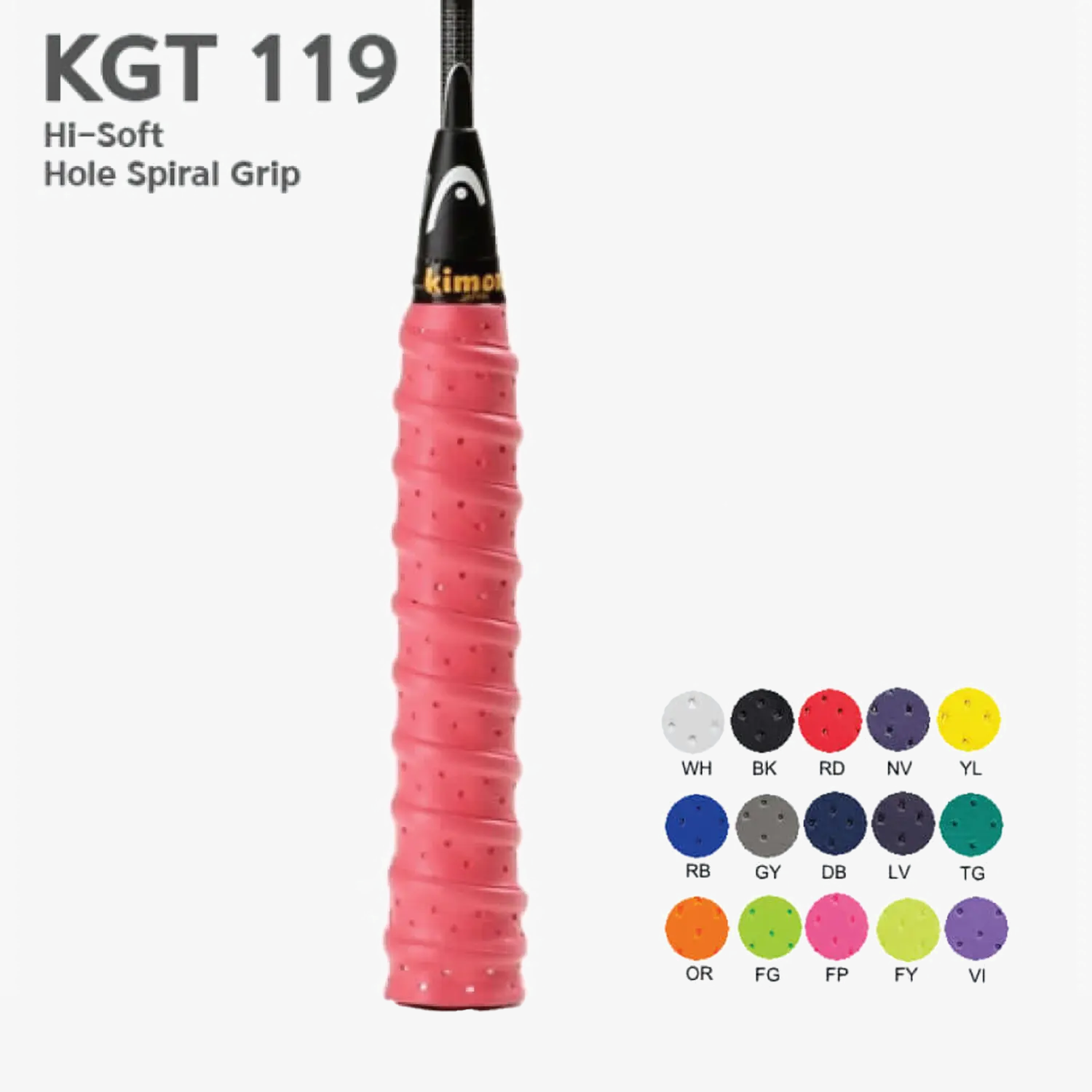 Kimony KGT119 HI Soft EX Hole Spiral Badminton Grip Tape - Premium Cushion & Sweat Absorption for Enhanced Performance - Perfect for Badminton, Tennis & Racquet Sports Players