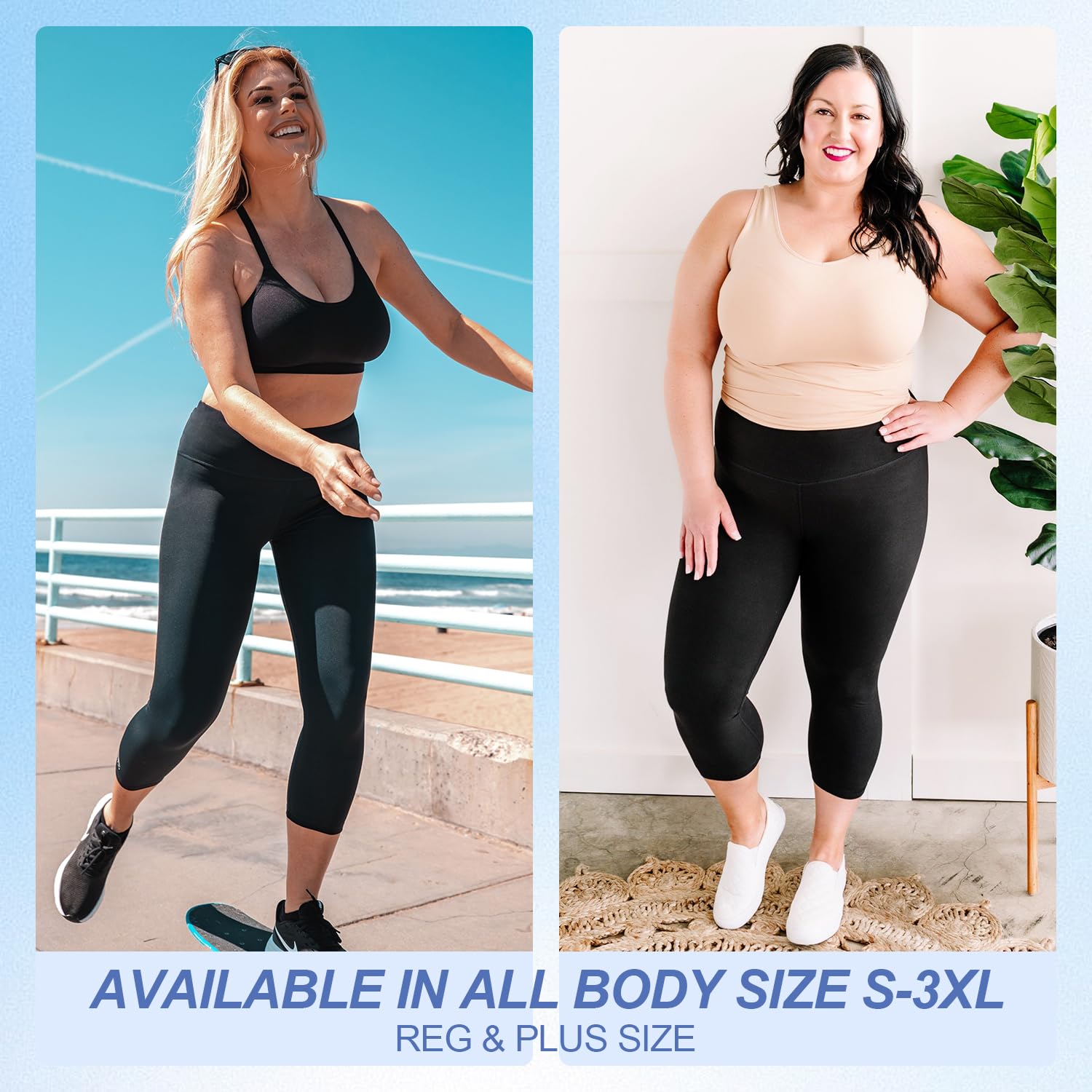 3 Pack Women's High Waisted Fleece Capri Leggings - Non See Through, Soft Tummy Control Yoga Pants for Workout & Lounge - Perfect for Yoga, Gym & Casual Wear