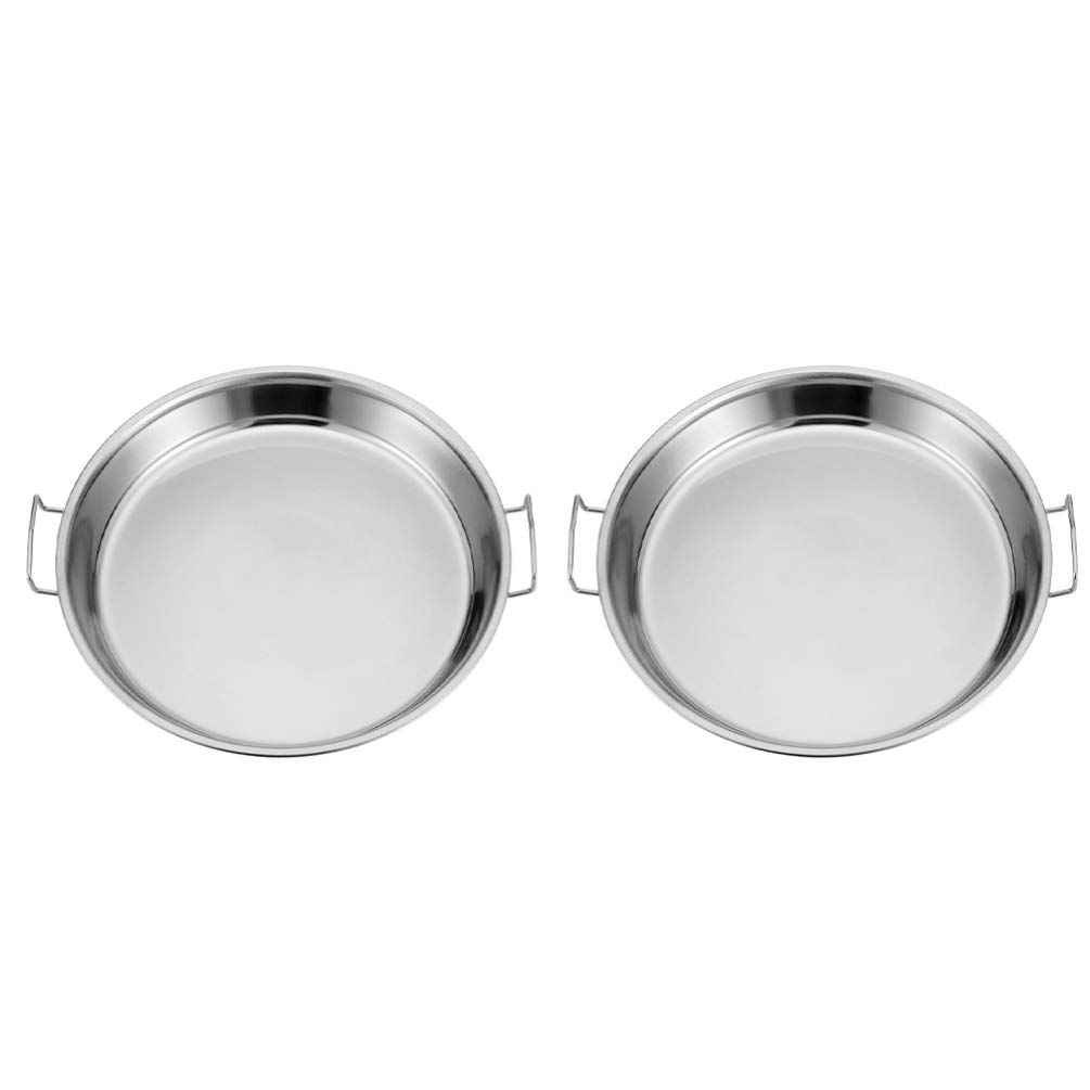 2-Piece Stainless Steel Steaming Tray Set - 28cm Double Handle Cake Pan, Noodle Rack & Rice Plate - Heat-Resistant for Baking, Cooking & Food Prep - Perfect for Asian Cuisine, Party Serving & Restaurant Use