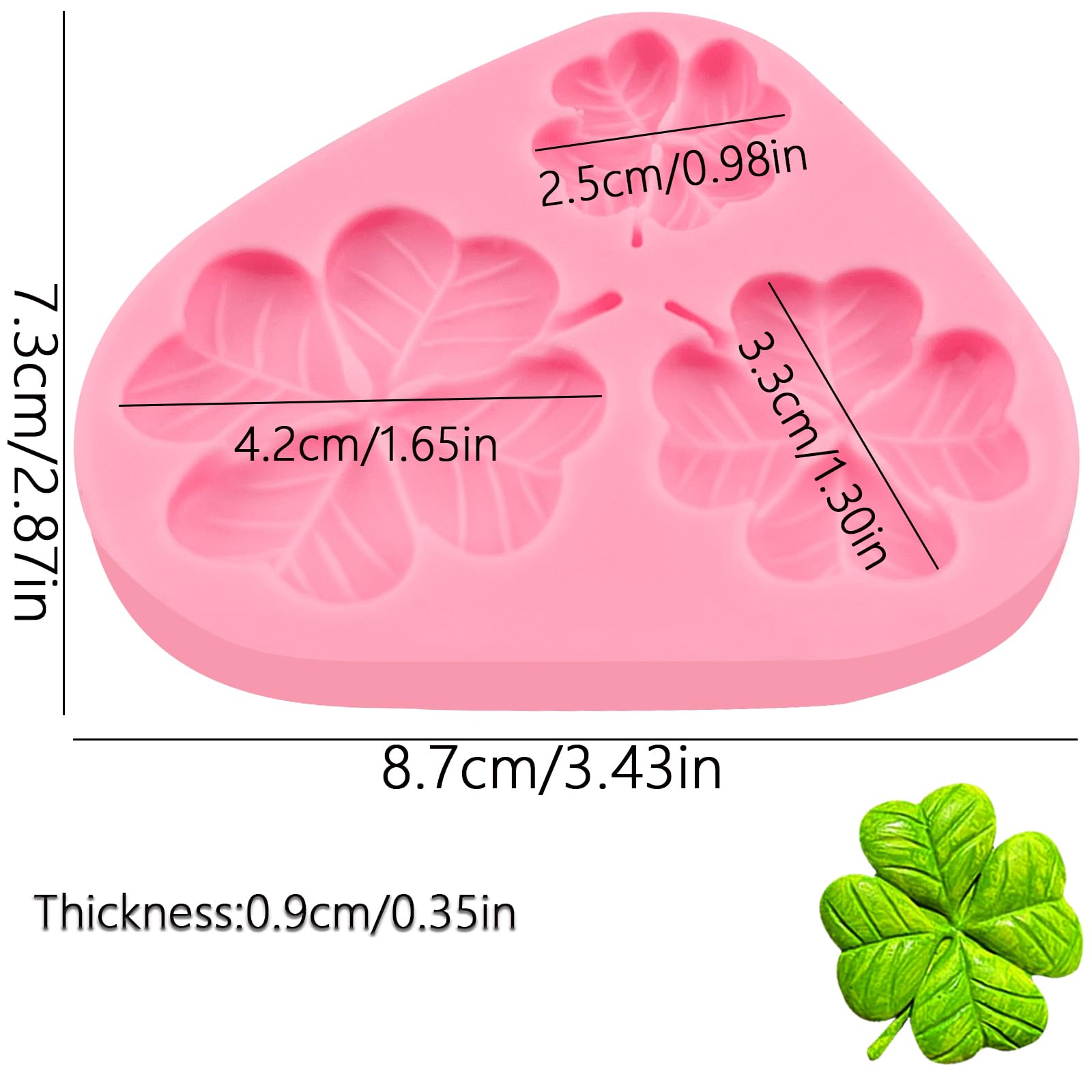 4 Leaf Clover Silicone Mold Set of 3 - Lucky Charm Fondant & Chocolate Cake Decorations for Cupcakes, Cookies, Candies, Mousse, Butter, Gum Paste, Dough, Resin & Clay Crafts - Perfect for St. Patrick's Day Baking & DIY Projects