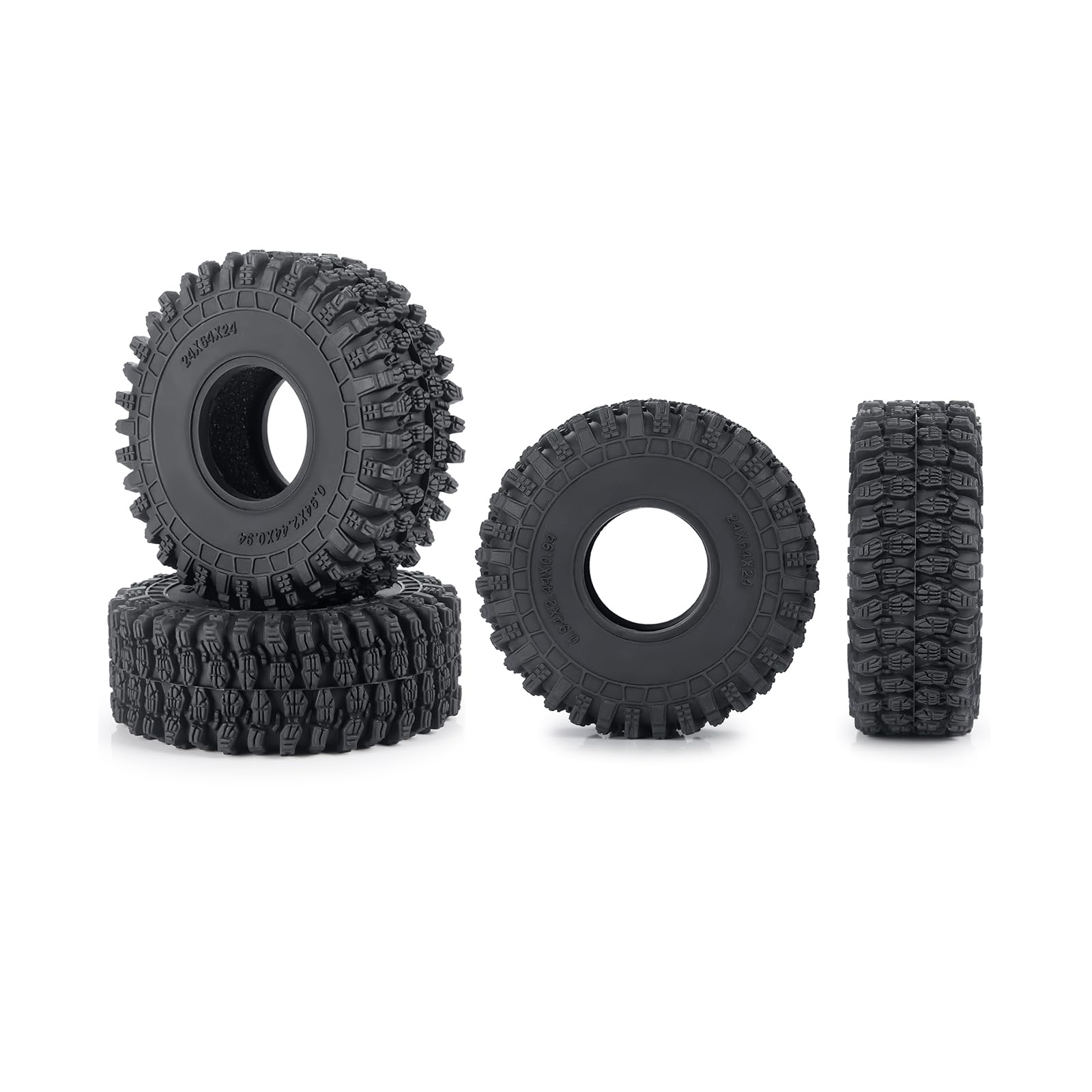 4pcs 64mm Rubber Tires Set with Foam Inserts for 1:18 TRX4-M TRX4M RC Crawler Car - Durable Off-Road Performance for Rock Crawling & Trail Adventures